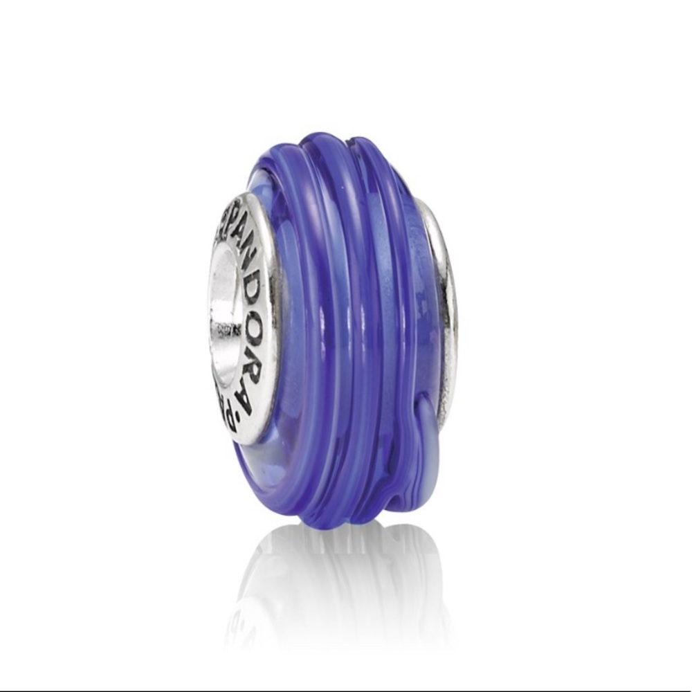 Pandora Murano Glass Blue Ribbon Charm